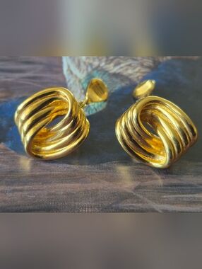 Monet Gold Plated  Multi-Loop Knot  Women's Clip-On Earrings